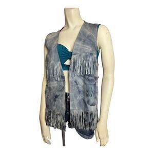 What goes Around Comes Around Goat Leather Fringed Vest Festival Boho Hippie M